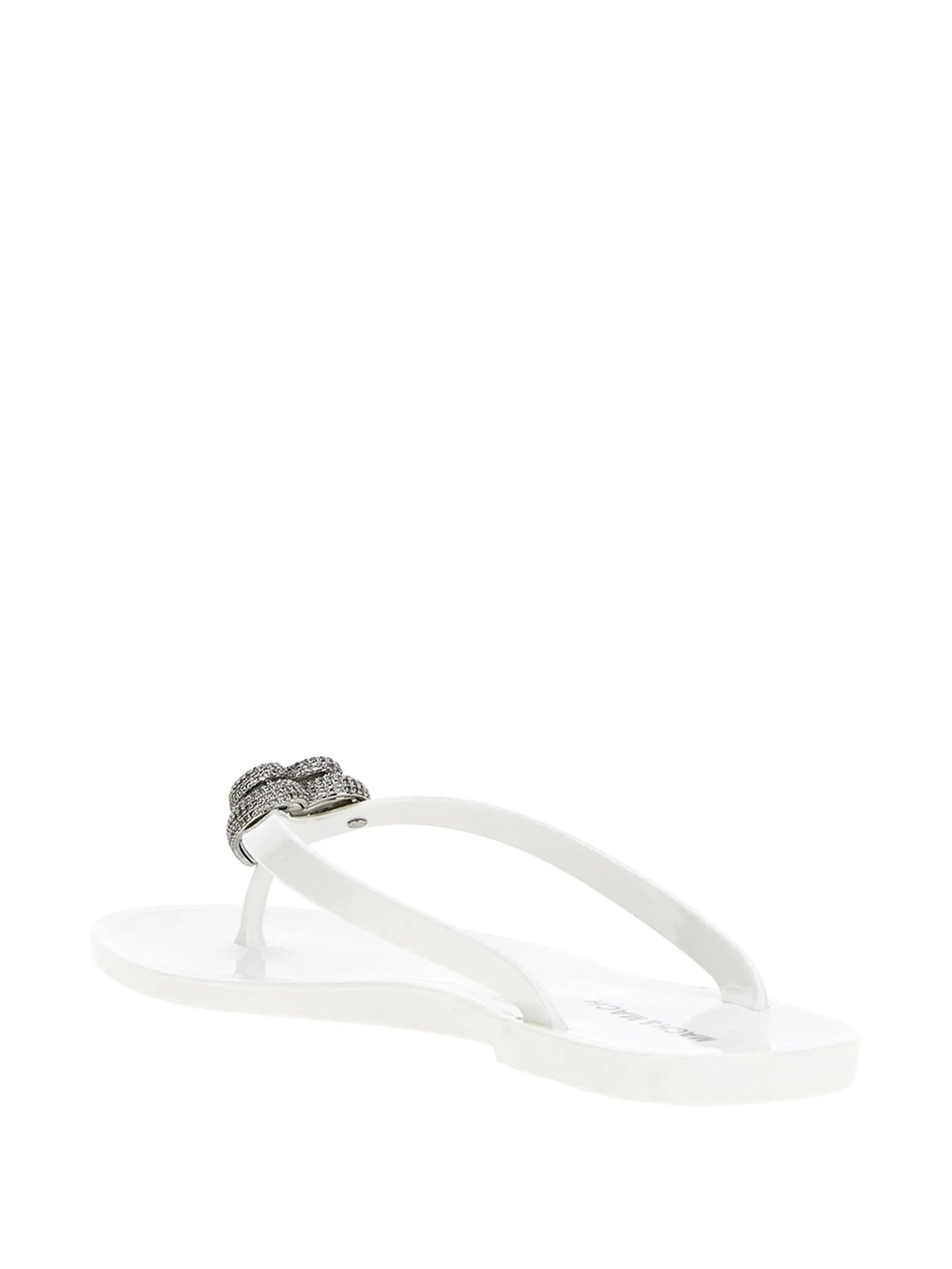 Double heart rubber thong white flip flops (5mm)