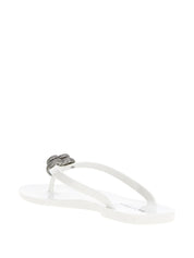 Double heart rubber thong white flip flops (5mm)
