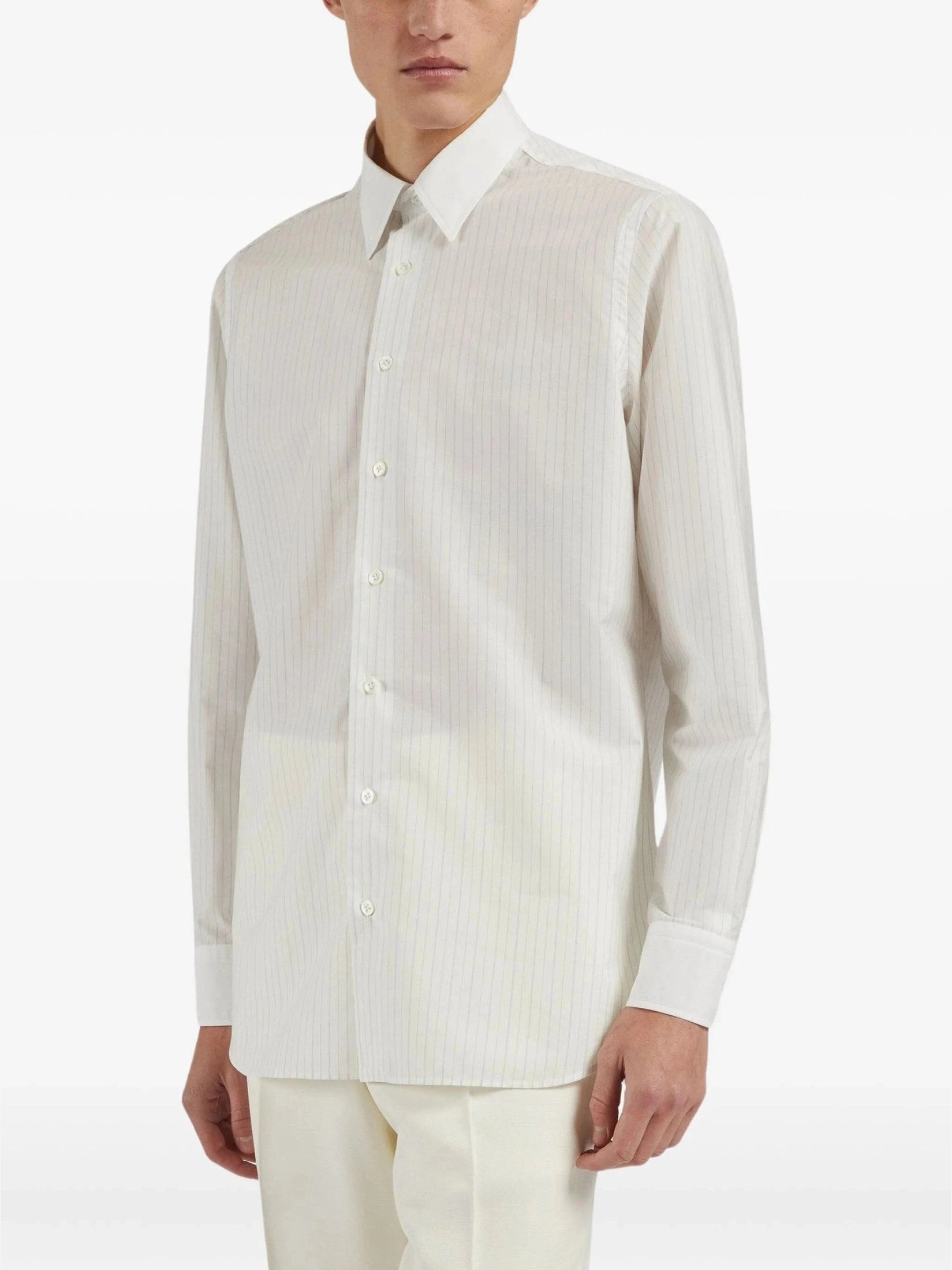Striped button-up shirt