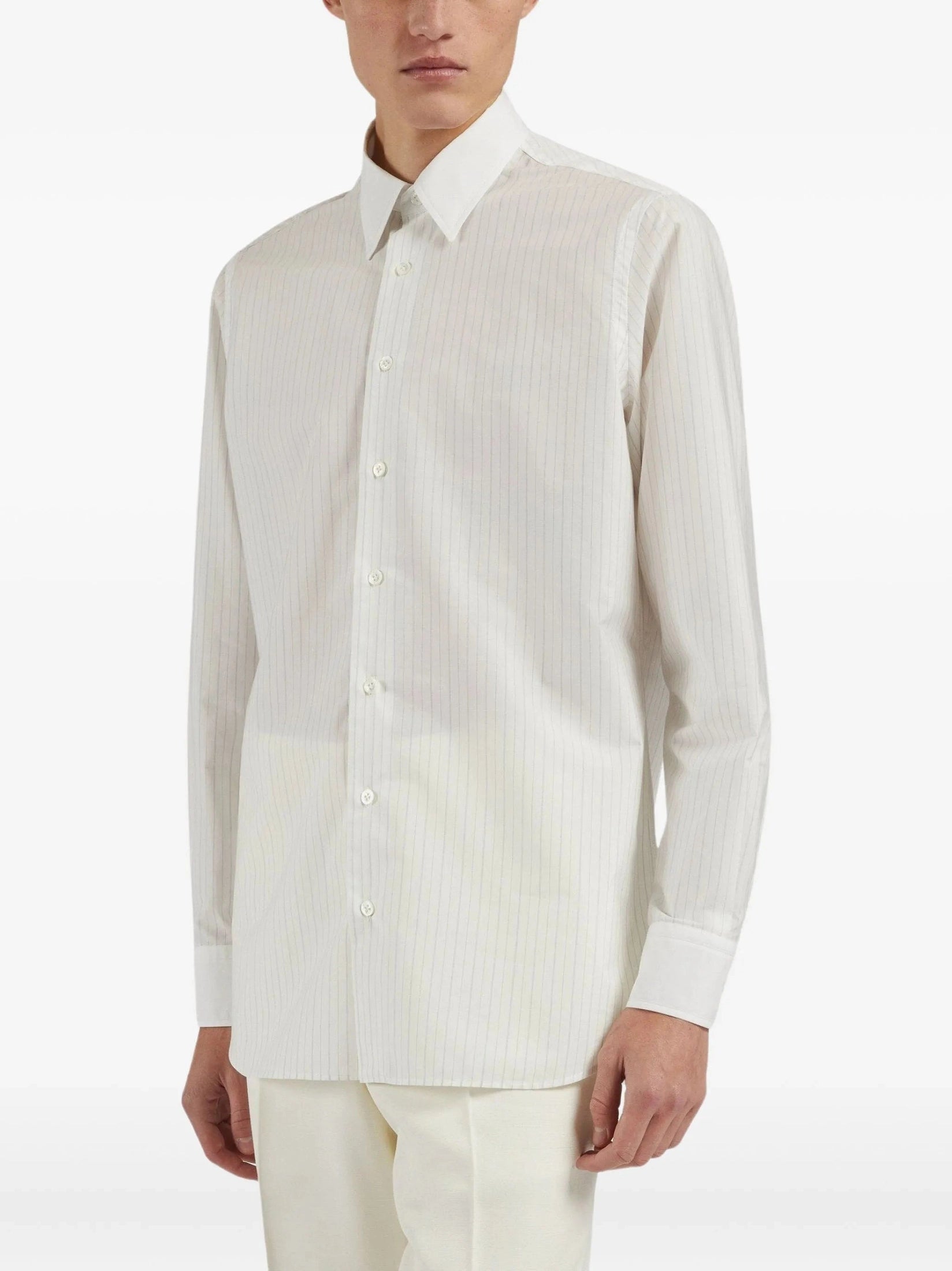 Striped button-up shirt