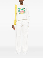 CASA BEACH WAVE PRINTED OPEN HEM SWEATPANTS