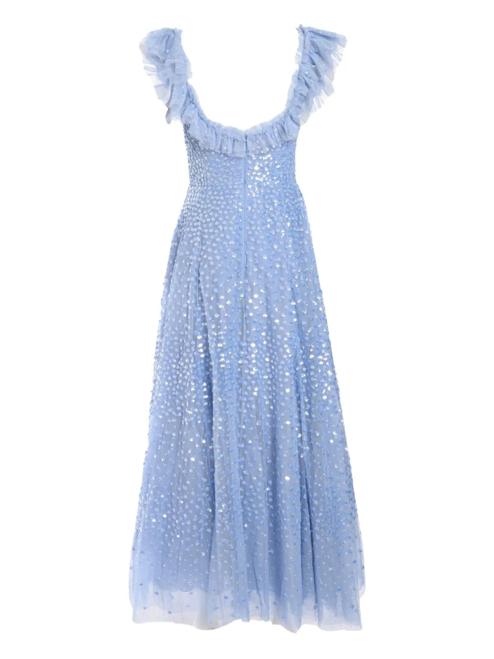 SCATTER DOT RUFFLE ANKLE GOWN