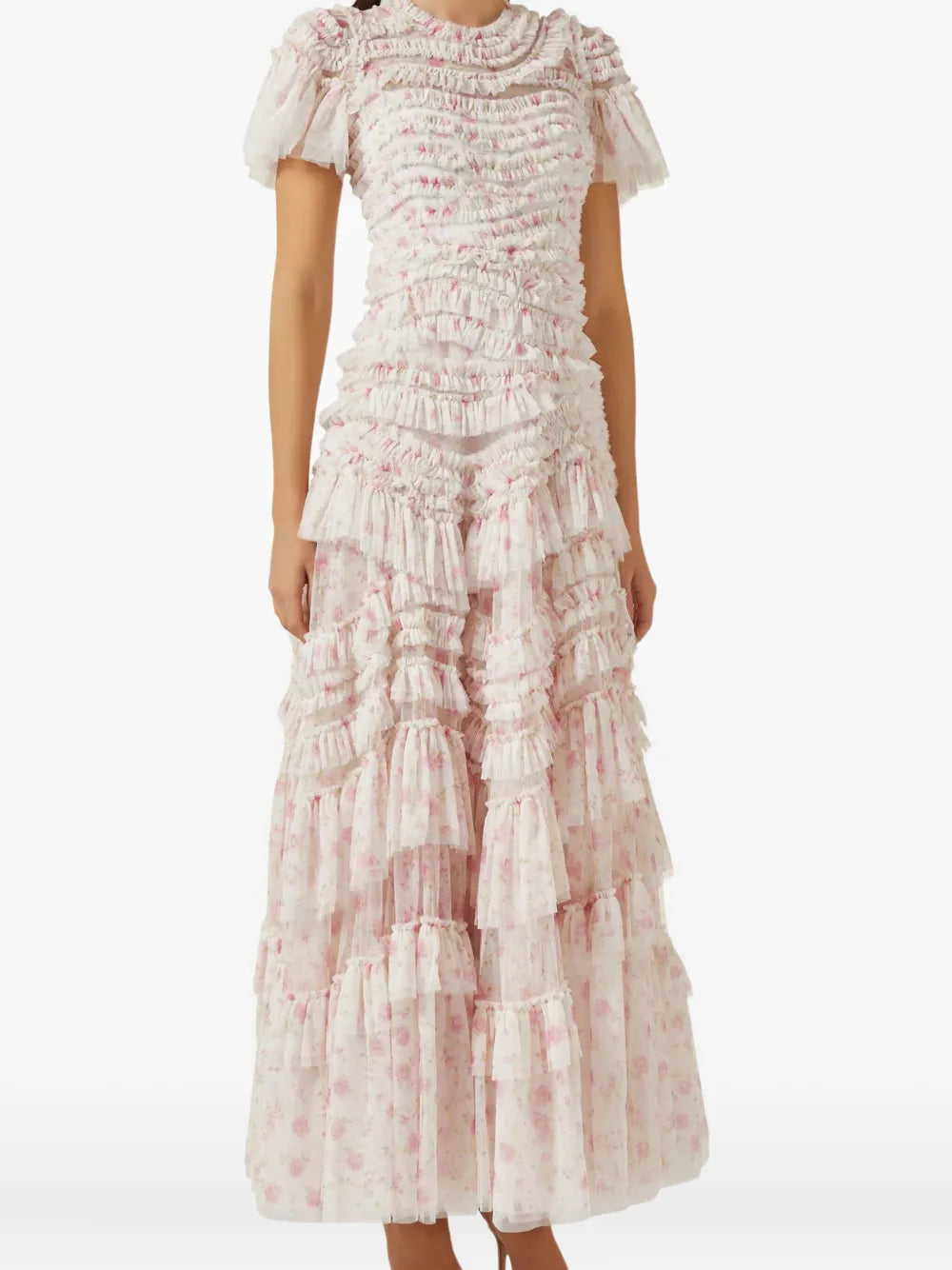 ROSE DITSY RUFFLE SHORT SLEEVE GOWN
