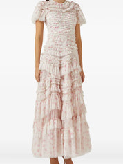 ROSE DITSY RUFFLE SHORT SLEEVE GOWN