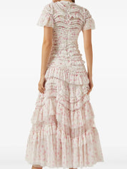 ROSE DITSY RUFFLE SHORT SLEEVE GOWN