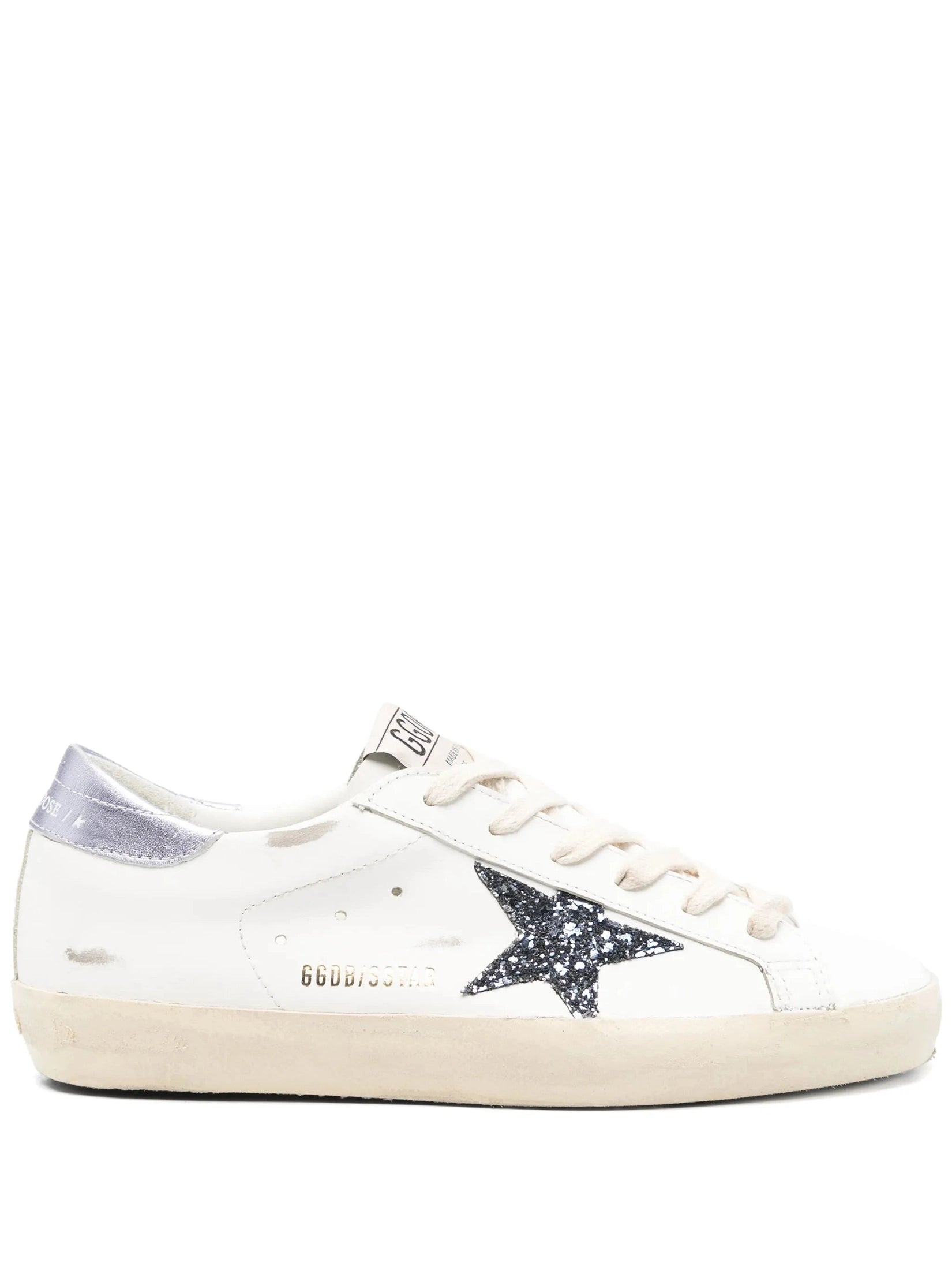 Super star leather upper and toe glitter star laminated heel