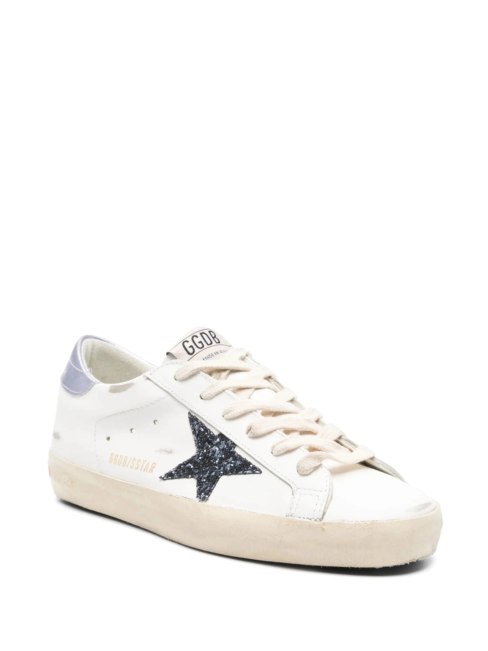 Super star leather upper and toe glitter star laminated heel