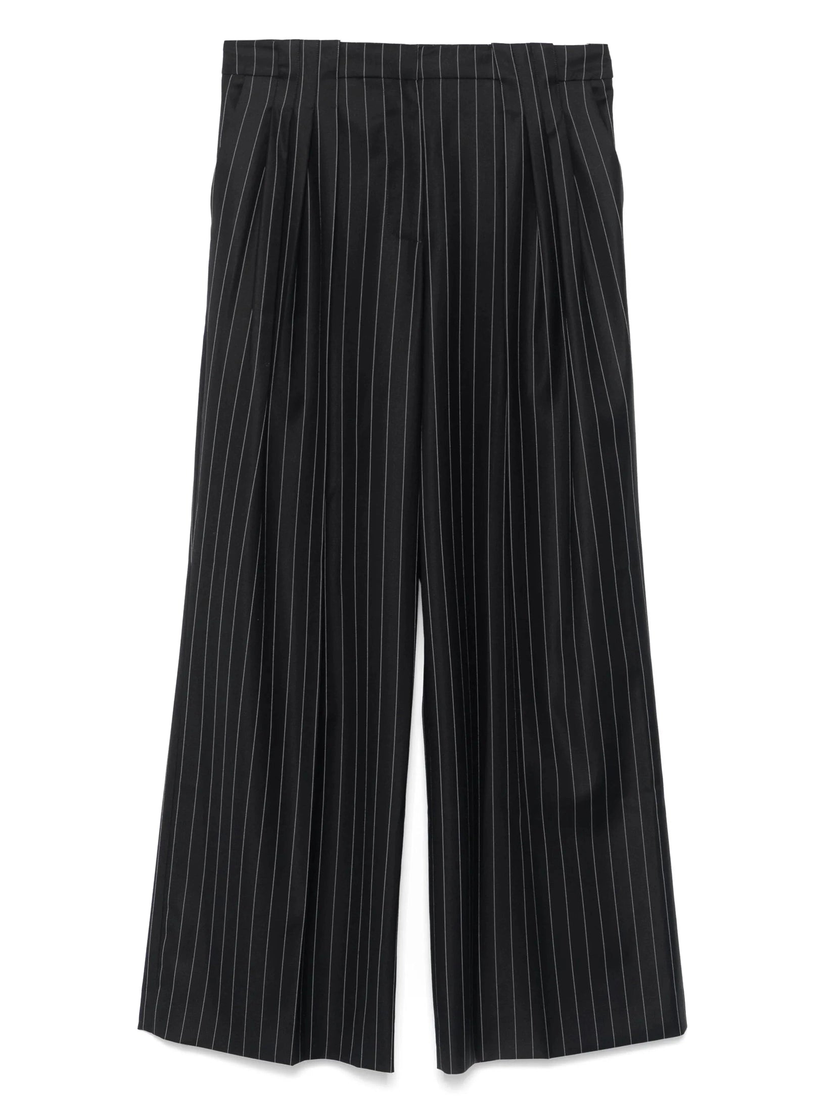 Wool pinstripe triple pleat tailored trousers