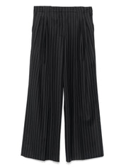 WOOL PINSTRIPE TRIPLE PLEAT TAILORED TROUSERS