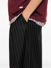 WOOL PINSTRIPE TRIPLE PLEAT TAILORED TROUSERS