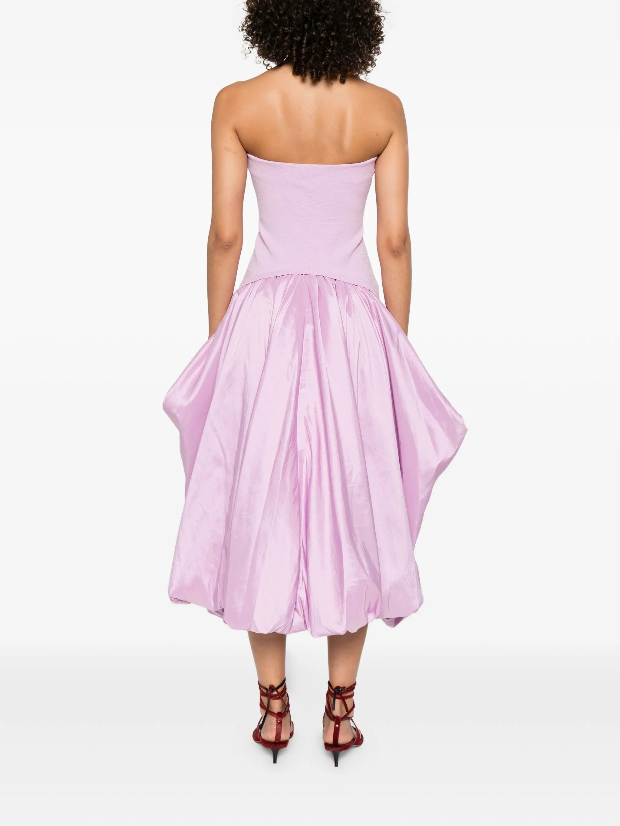 IZZY STRAPLESS TAFFETA MIDI DRESS