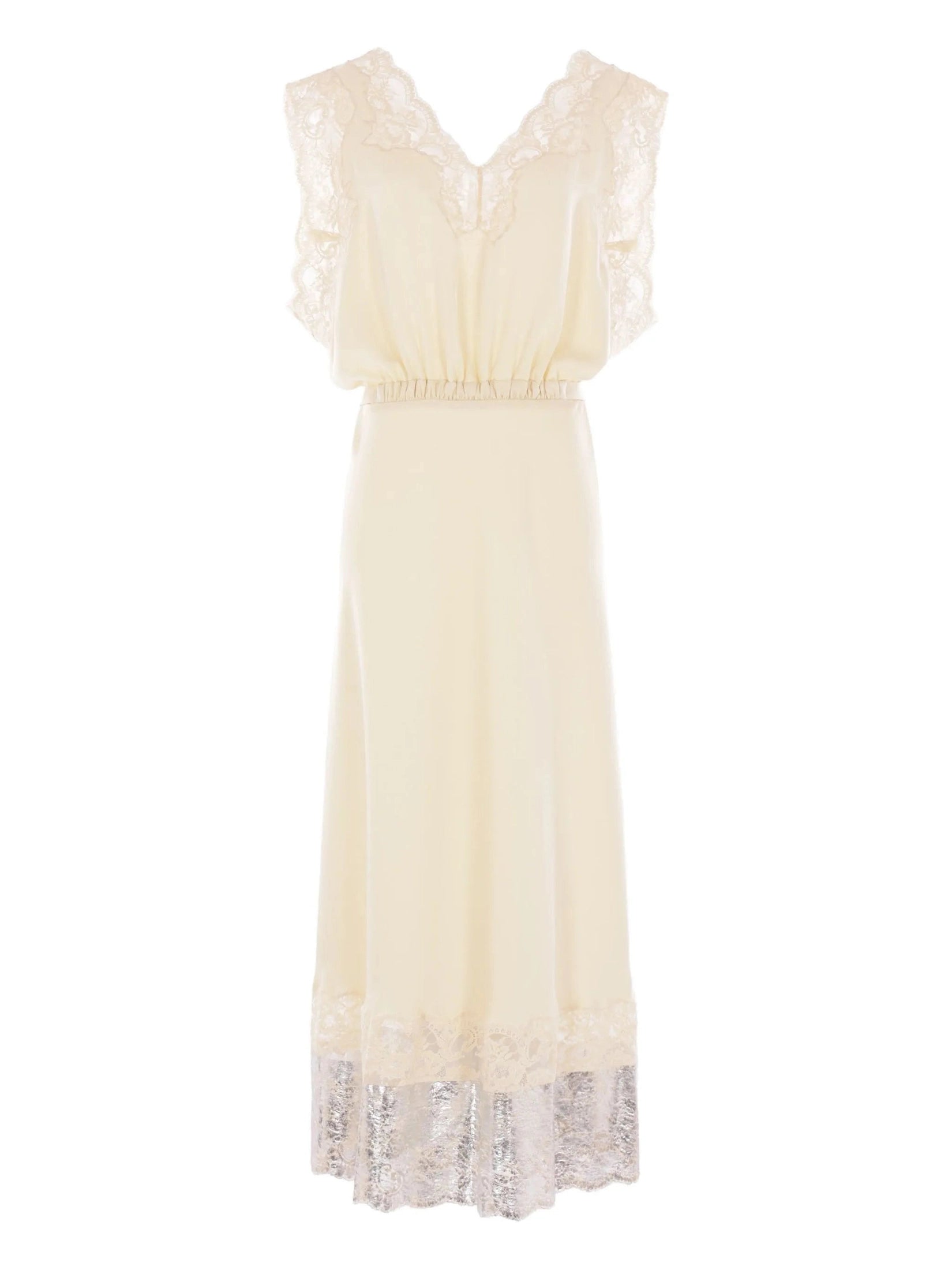 Rabanne lace-trimmed midi dress