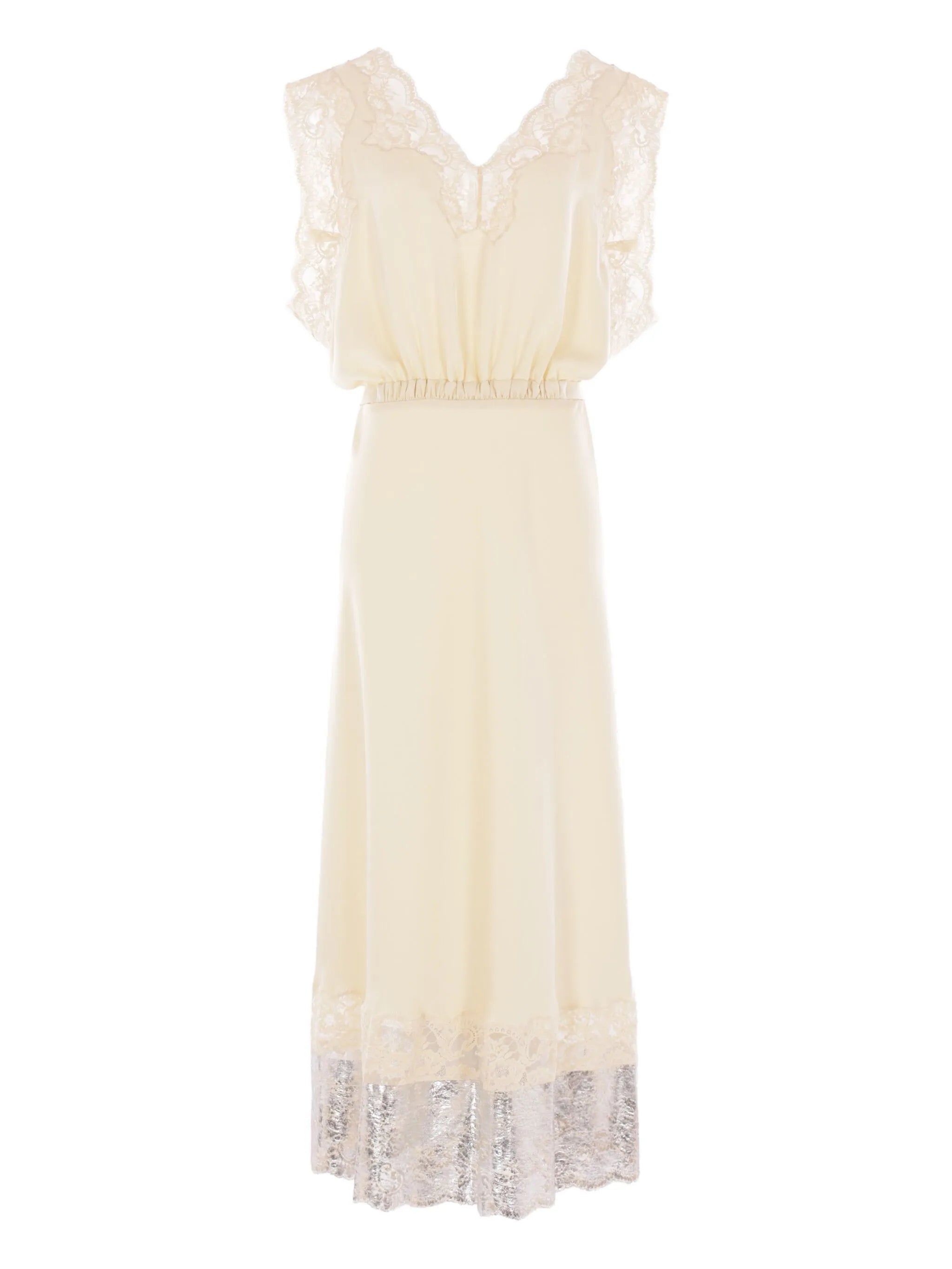 Rabanne lace-trimmed midi dress