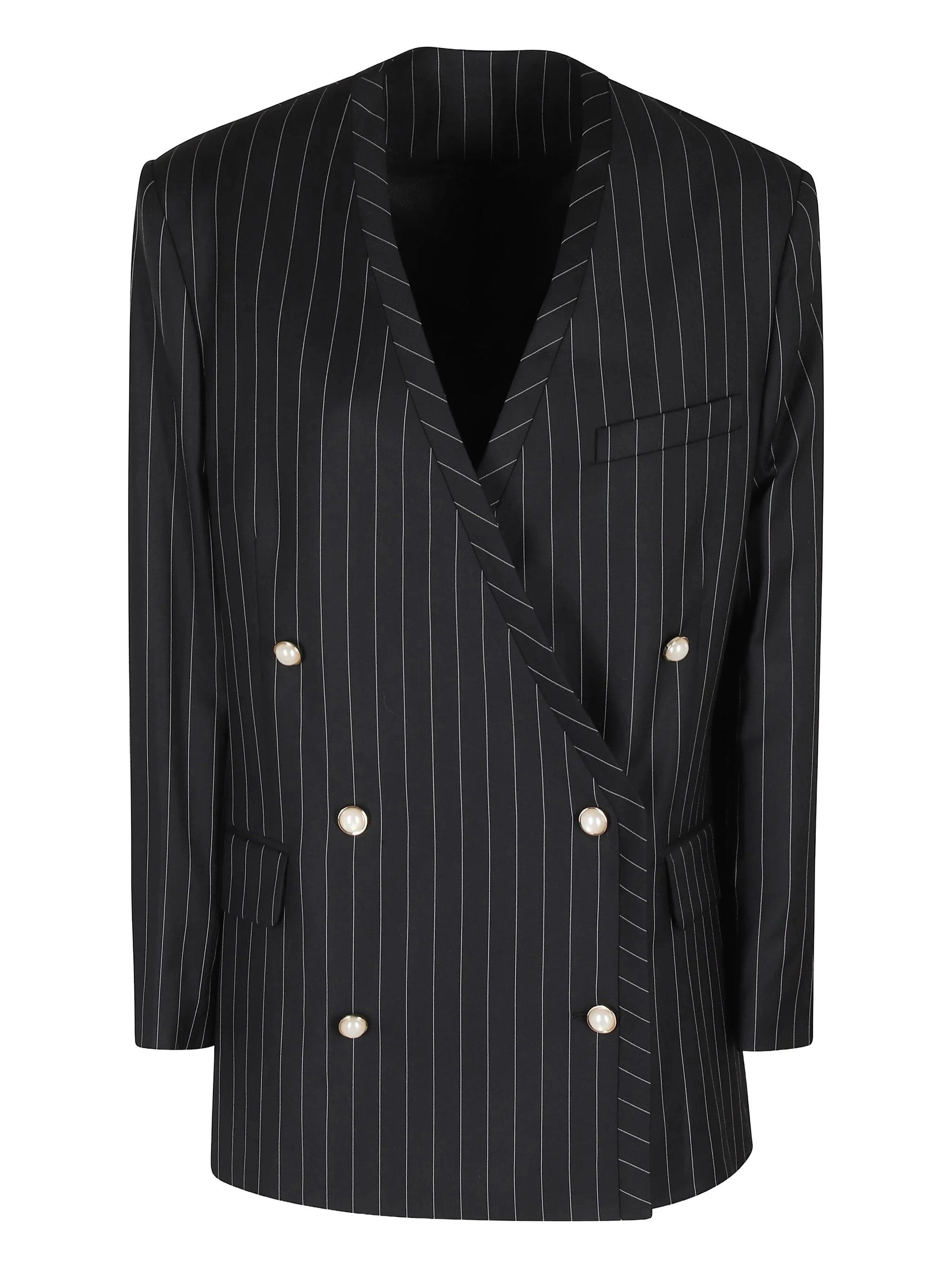 Wool pinstripe oversized blazer