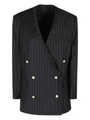 WOOL PINSTRIPE OVERSIZED BLAZER