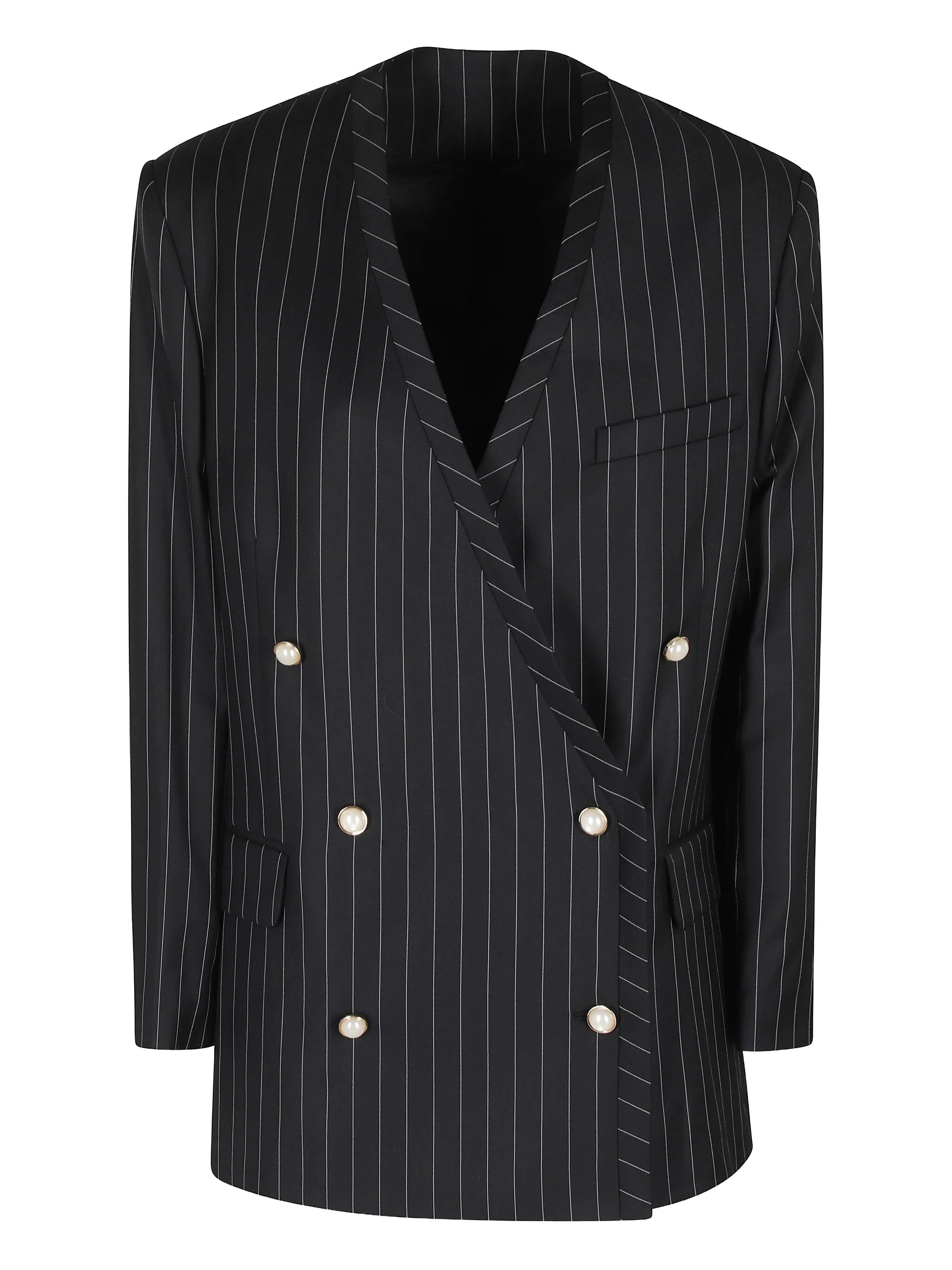 WOOL PINSTRIPE OVERSIZED BLAZER
