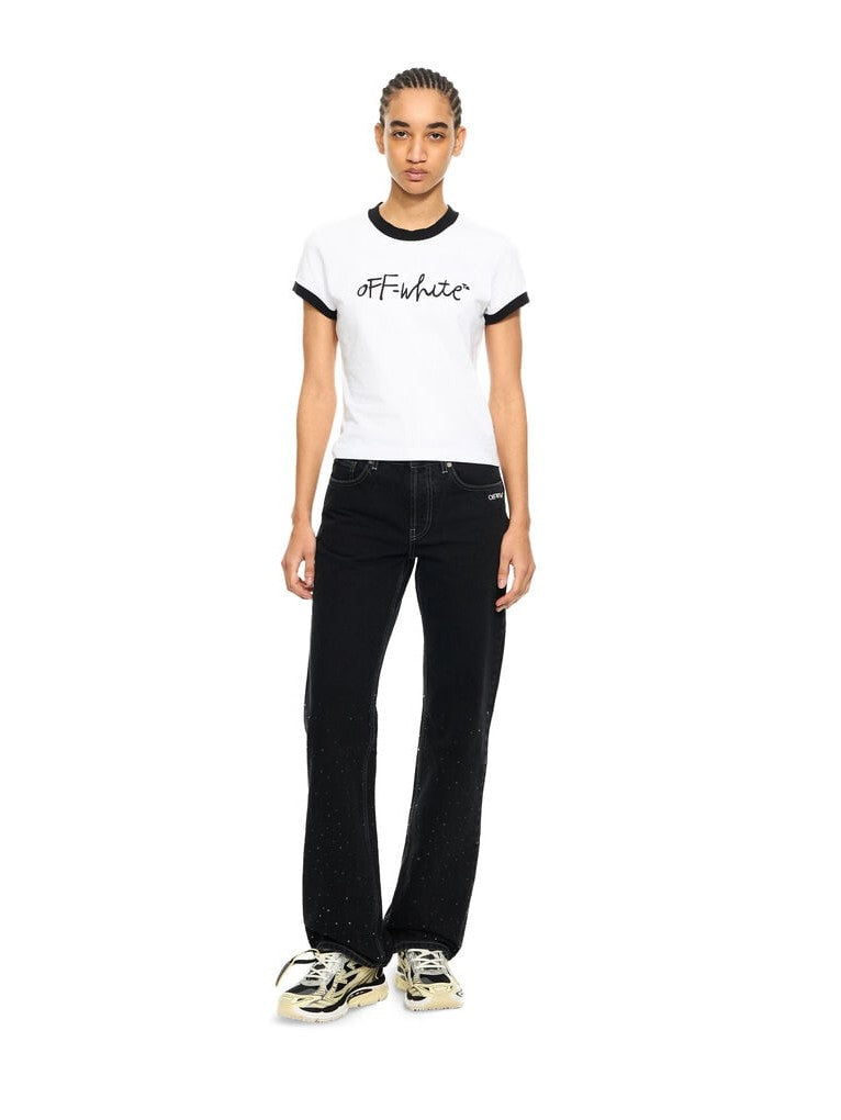 Embroidered Script Fitted T-Shirt
