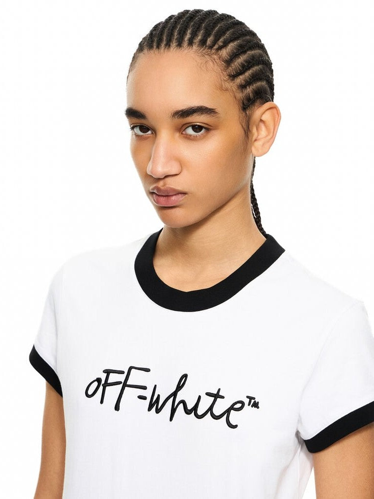 Embroidered Script Fitted T-Shirt