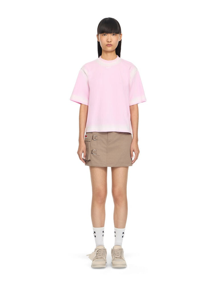Spray off stamp boxy T-shirt soft pink white