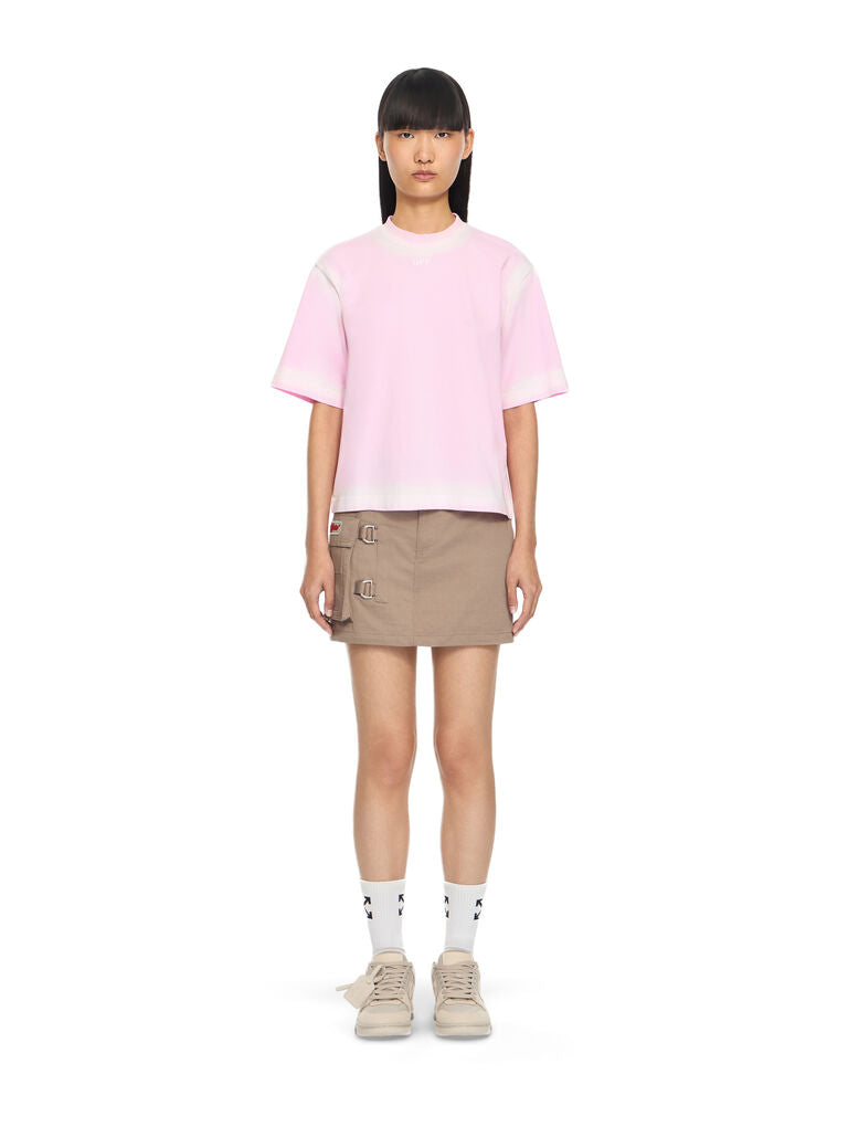 Spray off stamp boxy T-shirt soft pink white