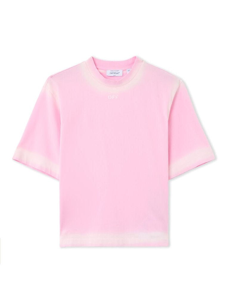 Spray off stamp boxy T-shirt soft pink white