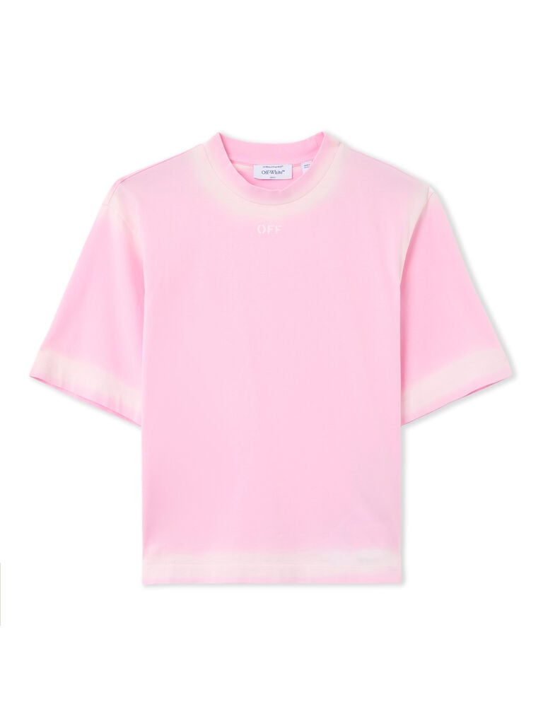 Spray off stamp boxy T-shirt soft pink white