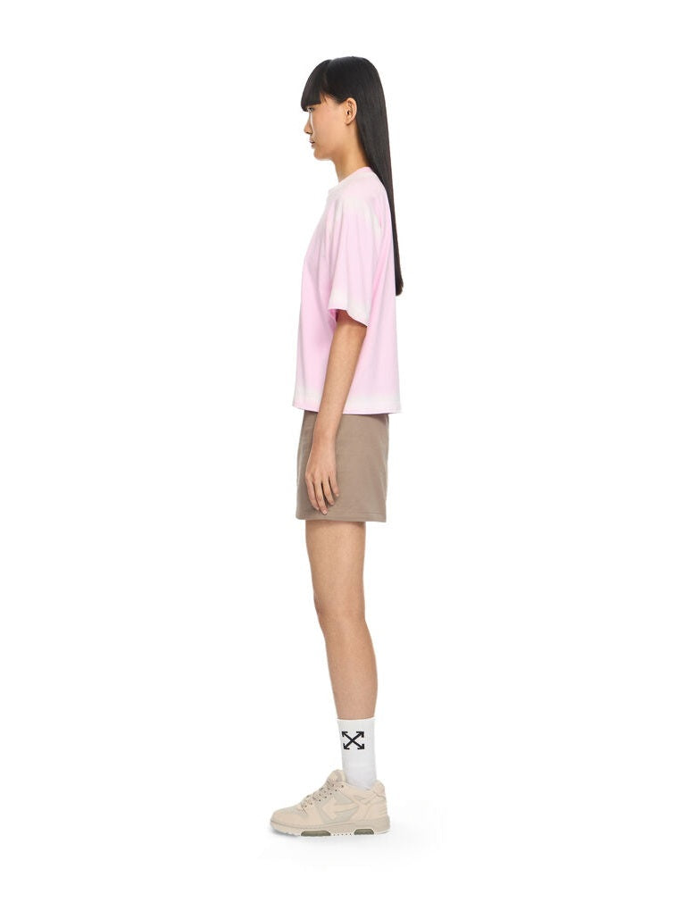 Spray off stamp boxy T-shirt soft pink white