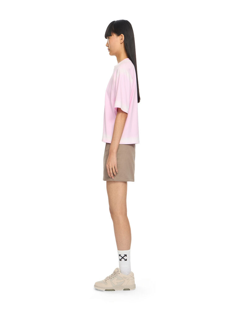 Spray off stamp boxy T-shirt soft pink white