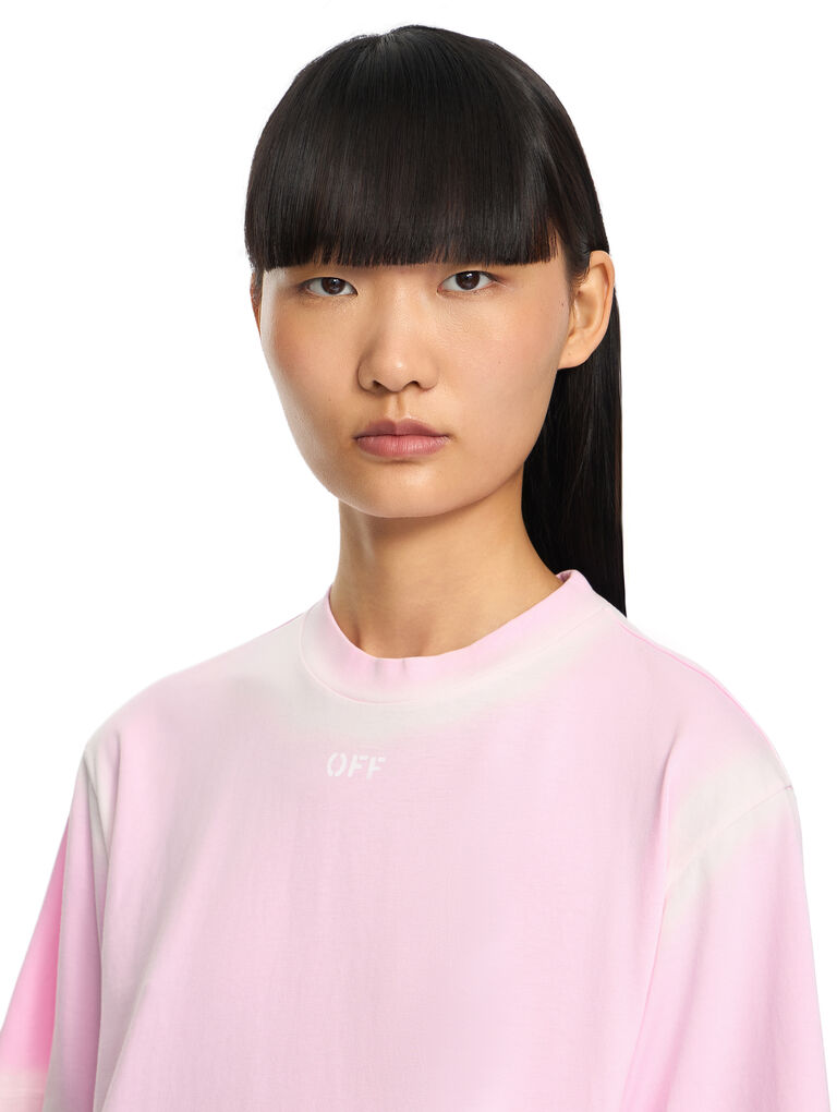 Spray off stamp boxy T-shirt soft pink white