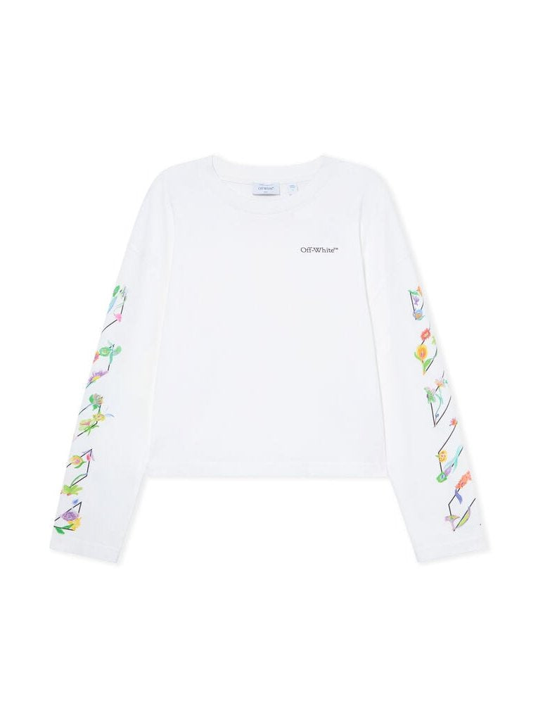 Diagonal Glowing Flower Long-Sleeved T-shirt