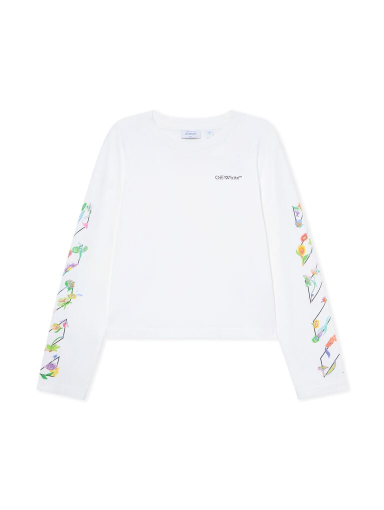 Diagonal Glowing Flower Long-Sleeved T-shirt