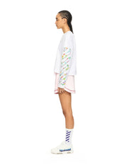 Diagonal Glowing Flower Long-Sleeved T-shirt
