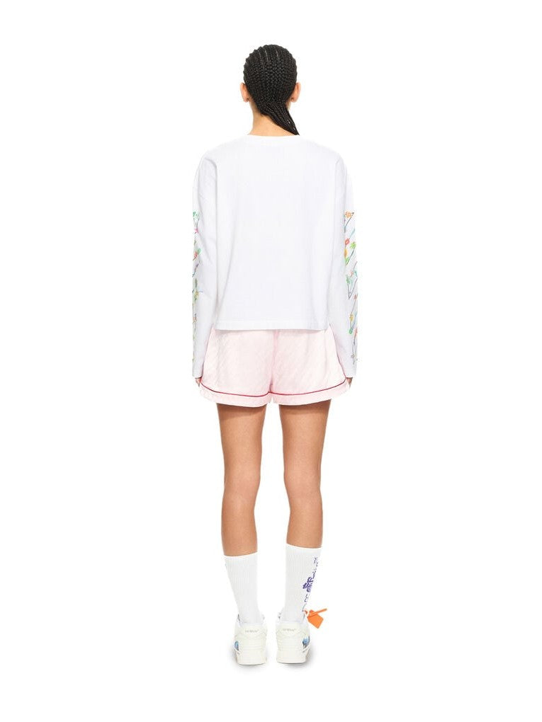 Diagonal Glowing Flower Long-Sleeved T-shirt