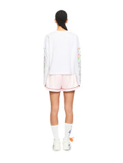 Diagonal Glowing Flower Long-Sleeved T-shirt