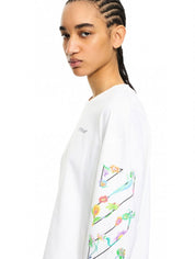 Diagonal Glowing Flower Long-Sleeved T-shirt