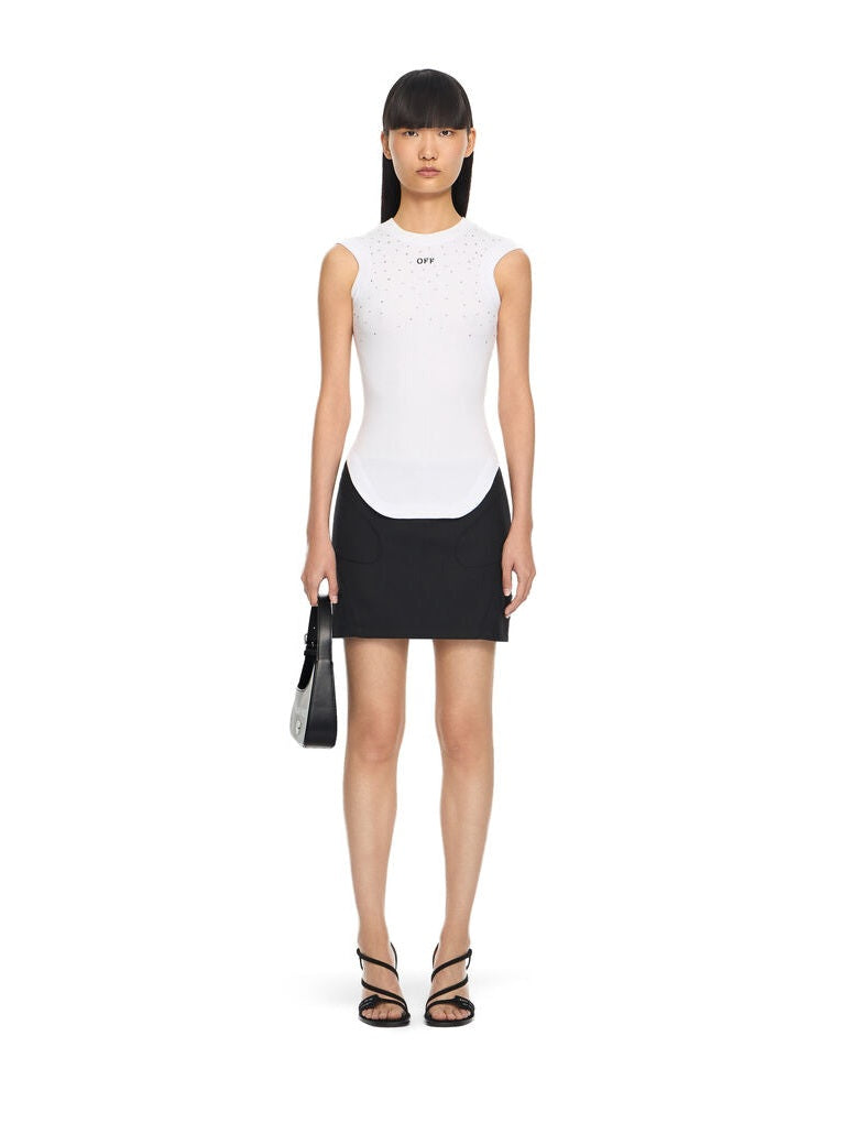 OW X Swarovski Ribbed Kat Top