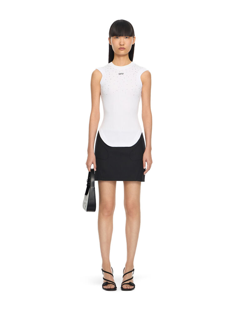 OW X Swarovski Ribbed Kat Top