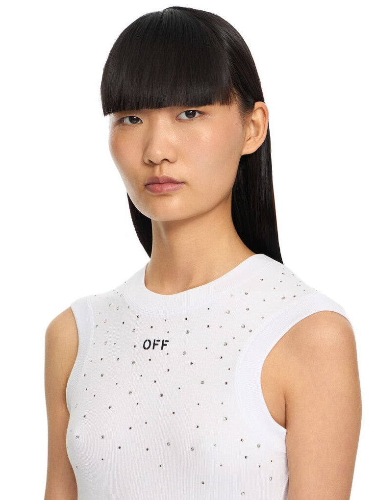 OW X Swarovski Ribbed Kat Top