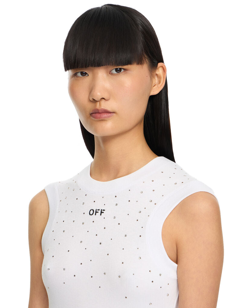 OW X Swarovski Ribbed Kat Top