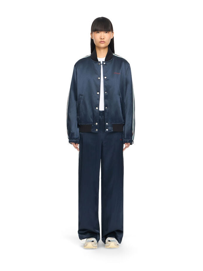 Satin wide pants night sky haute red