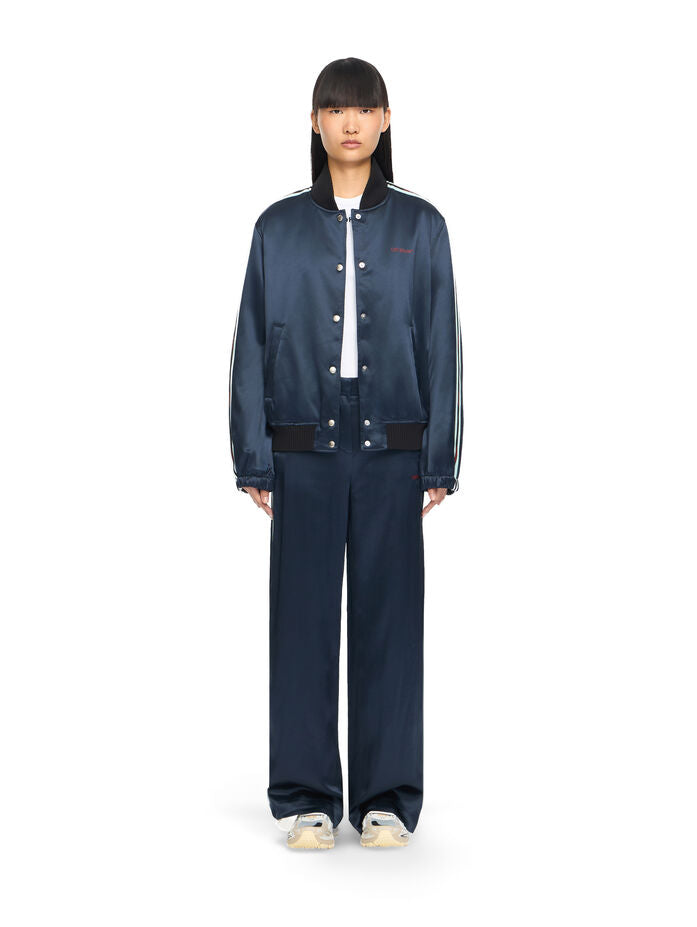 Satin wide pants night sky haute red