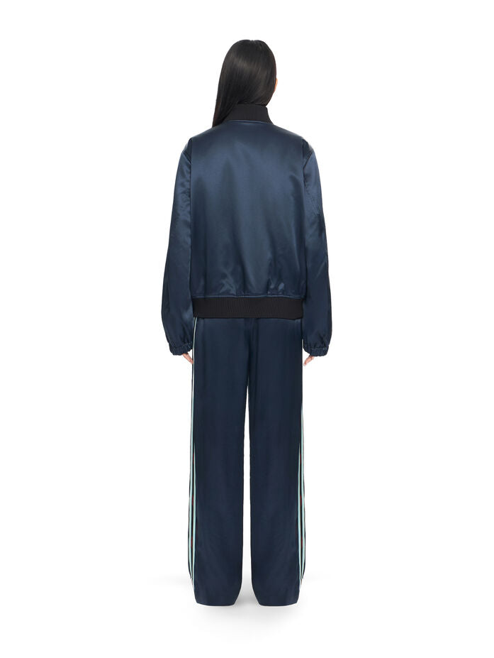 Satin wide pants night sky haute red