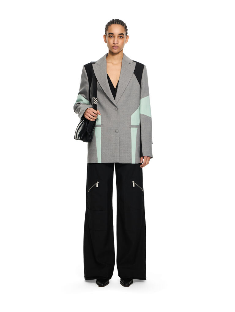 Stretch Color Block Blazer light gray