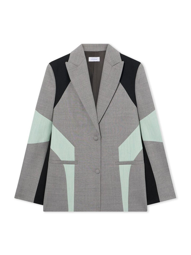 Stretch Color Block Blazer light gray