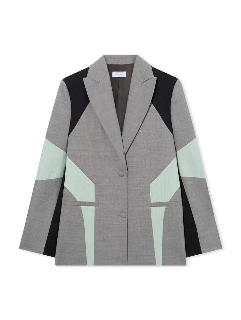 Stretch Color Block Blazer light gray