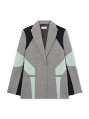 Stretch Color Block Blazer light gray