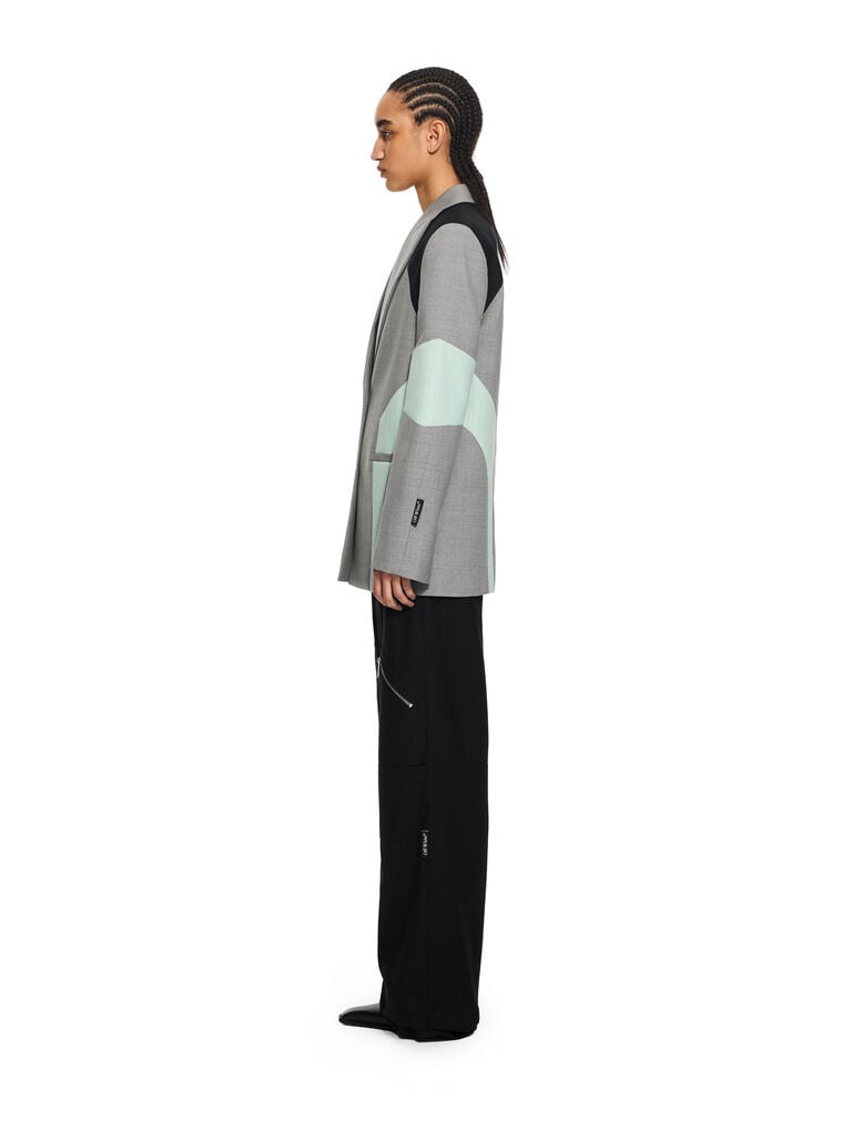 Stretch Color Block Blazer light gray