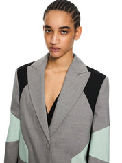 Stretch Color Block Blazer light gray
