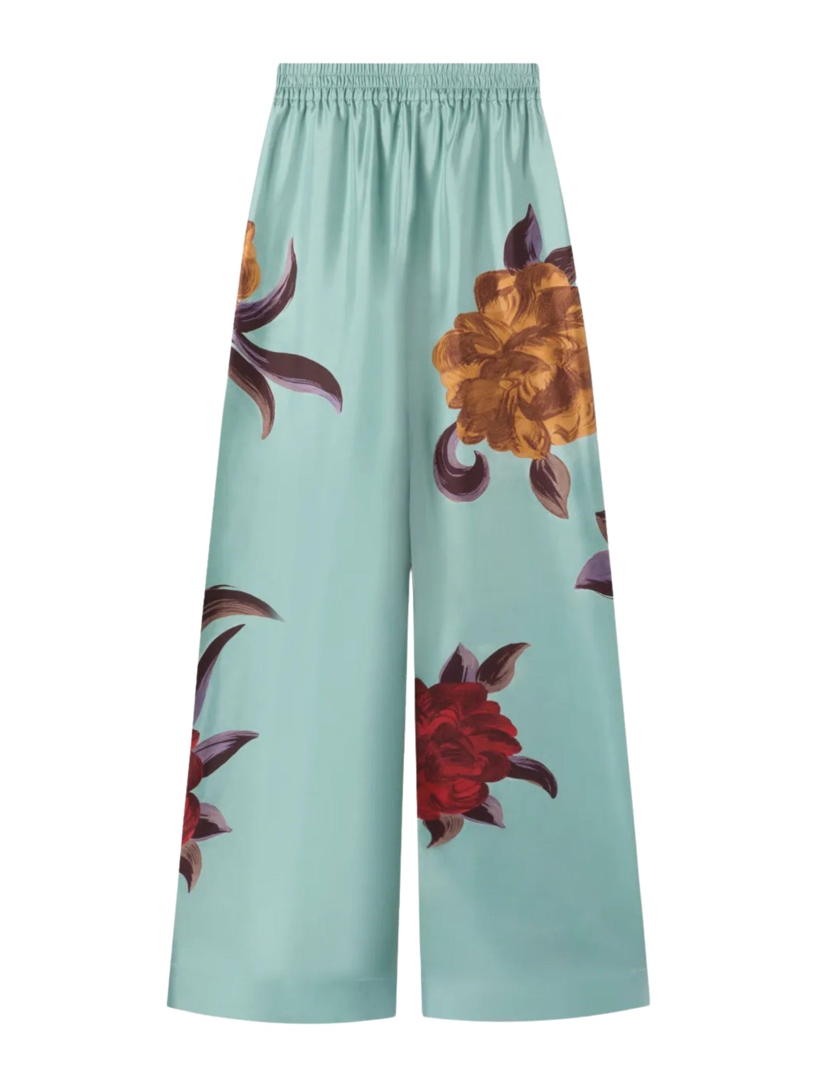 Palazzo pants peony placée light blue in silk twill