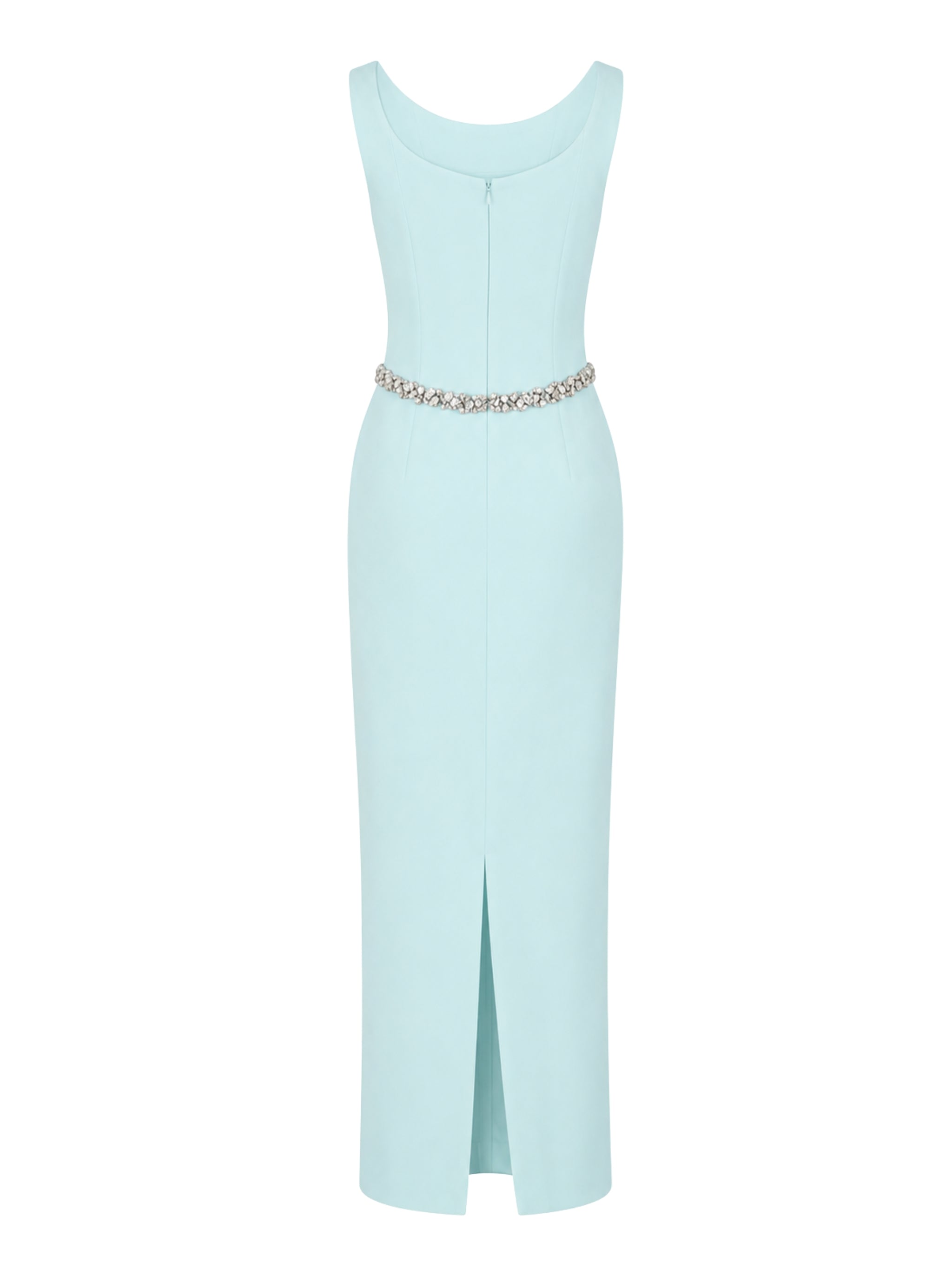 Sleeveless boatneck gown